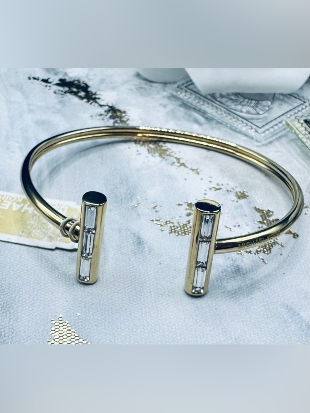Michael Kors “Black Tie Affair” Open Bangle with Crystal Accents - Picture 5 of 8